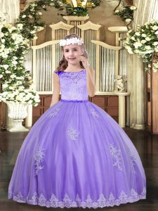 On Sale Lavender Child Pageant Dress Party and Sweet 16 and Wedding Party with Lace and Appliques Scoop Sleeveless Zipper