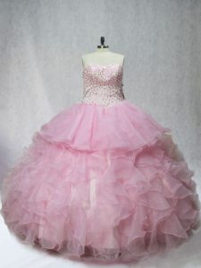 New Style Sleeveless Beading and Ruffles Lace Up Sweet 16 Dress