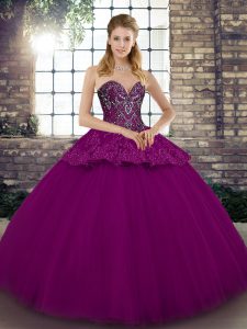 Popular Tulle Sleeveless Floor Length 15 Quinceanera Dress and Beading and Appliques