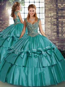 Cute Sleeveless Beading and Ruffled Layers Lace Up Quinceanera Gowns