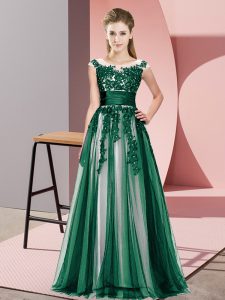 Fantastic Scoop Sleeveless Tulle Dama Dress for Quinceanera Beading and Lace Zipper