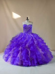 Fabulous Multi-color Lace Up Halter Top Beading and Ruffles Quinceanera Dresses Organza Sleeveless