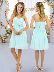 Sweetheart Sleeveless Lace Up Dama Dress for Quinceanera Aqua Blue Chiffon