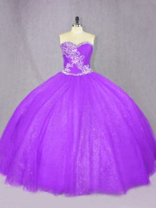 Beading 15 Quinceanera Dress Lavender Lace Up Sleeveless Floor Length