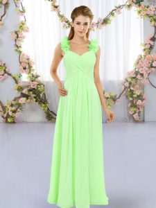 Romantic Empire Straps Sleeveless Chiffon Floor Length Lace Up Hand Made Flower Vestidos de Damas