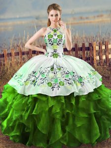 Floor Length Ball Gowns Sleeveless Green Sweet 16 Quinceanera Dress Lace Up