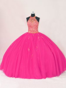 Custom Made Sleeveless Beading and Appliques Lace Up Sweet 16 Quinceanera Dress