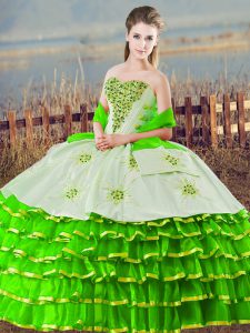 Fabulous Floor Length Green Ball Gown Prom Dress Sweetheart Sleeveless Lace Up