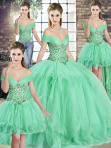 Sleeveless Beading and Ruffles Lace Up Quinceanera Gowns