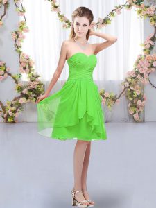 Hot Sale Empire Sweetheart Sleeveless Chiffon Knee Length Lace Up Ruffles and Ruching Quinceanera Court Dresses
