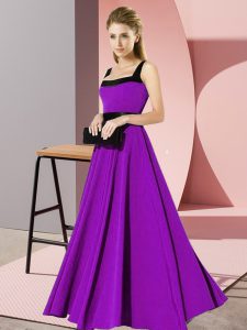 Spectacular Purple Square Neckline Belt Quinceanera Dama Dress Sleeveless Zipper