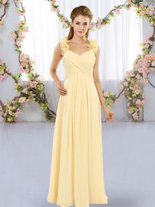 Floor Length Empire Sleeveless Yellow Dama Dress Lace Up