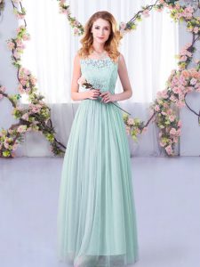 Colorful Floor Length Light Blue Vestidos de Damas Scoop Sleeveless Side Zipper