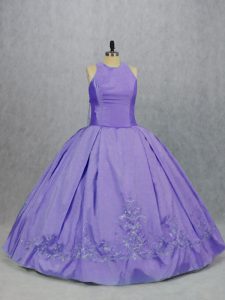 Shining Embroidery Sweet 16 Dress Lavender Zipper Sleeveless Floor Length
