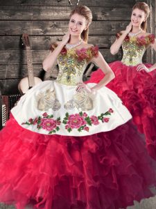 Sleeveless Embroidery and Ruffles Lace Up 15 Quinceanera Dress
