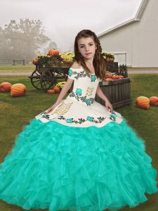 Low Price Turquoise Long Sleeves Lace Up Evening Gowns for Party and Military Ball and Wedding Party