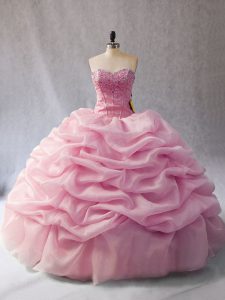 Ball Gowns Quinceanera Dress Lilac Sweetheart Organza Sleeveless Floor Length Lace Up