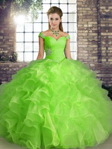 Cute Floor Length Quinceanera Gowns Off The Shoulder Sleeveless Lace Up