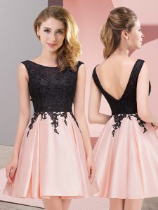 Sweet Lace Damas Dress Pink Zipper Sleeveless Mini Length