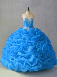 Floor Length Ball Gowns Sleeveless Blue Quince Ball Gowns Lace Up