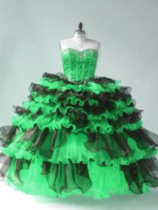 Sleeveless Beading and Ruffled Layers Lace Up Quinceanera Dresses