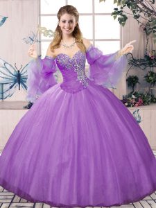 Long Sleeves Lace Up Floor Length Beading Sweet 16 Quinceanera Dress