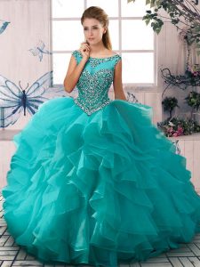 Sleeveless Beading and Ruffles Zipper Quinceanera Gowns