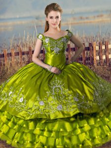 Sleeveless Lace Up Floor Length Embroidery and Ruffled Layers Sweet 16 Quinceanera Dress