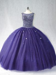 Sleeveless Zipper Floor Length Beading 15 Quinceanera Dress