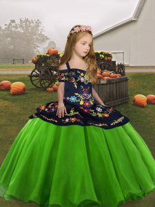 Organza Straps Sleeveless Lace Up Embroidery Pageant Dress Toddler in