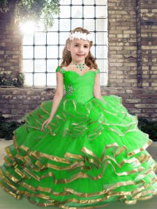 Stylish Ball Gowns Straps Sleeveless Tulle High Low Lace Up Beading and Ruching Little Girls Pageant Dress Wholesale