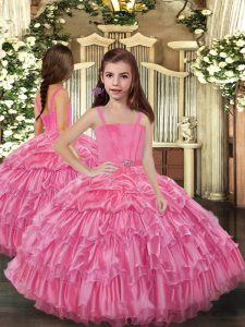 Sleeveless Ruffled Layers Lace Up Kids Pageant Dress