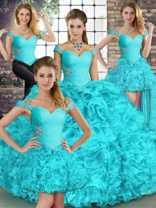 Sleeveless Beading and Ruffles Lace Up Quinceanera Gown