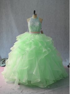 Cheap Apple Green Sleeveless Backless Quinceanera Dresses for Sweet 16 and Quinceanera