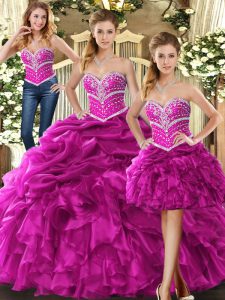 Fashion Floor Length Fuchsia Ball Gown Prom Dress Sweetheart Sleeveless Lace Up