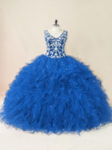 Sleeveless Beading and Ruffles Backless Sweet 16 Dress