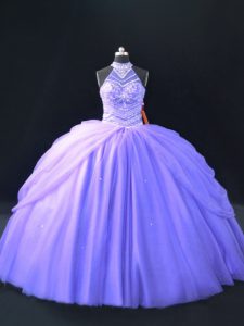 Sleeveless Beading Lace Up Quince Ball Gowns