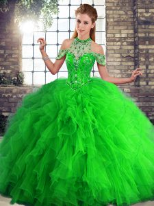Sophisticated Sleeveless Beading and Ruffles Lace Up Quinceanera Dresses