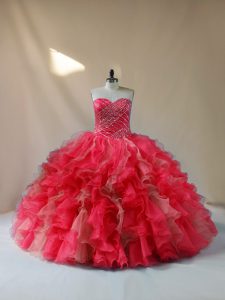 Multi-color Sleeveless Beading and Ruffles Floor Length Quinceanera Gowns
