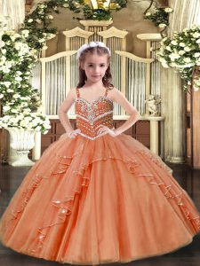 Nice Floor Length Ball Gowns Sleeveless Peach High School Pageant Dress Lace Up