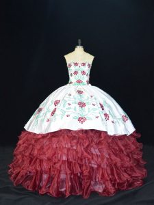 Floor Length Ball Gowns Sleeveless Burgundy Quinceanera Dress Lace Up