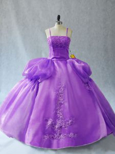 Cheap Lavender Sweet 16 Dress Sweet 16 and Quinceanera with Appliques Spaghetti Straps Sleeveless Lace Up