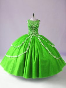 Pretty Floor Length Ball Gowns Sleeveless Green Sweet 16 Dresses Zipper