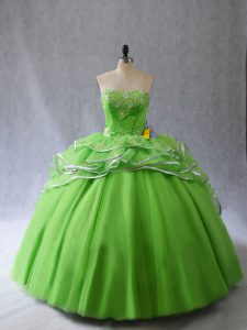 Clearance Sleeveless Appliques and Ruffles Lace Up Quinceanera Gowns with Brush Train