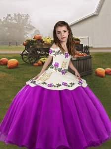 Most Popular Ball Gowns Little Girls Pageant Dress Wholesale Purple Straps Organza Sleeveless Floor Length Lace Up