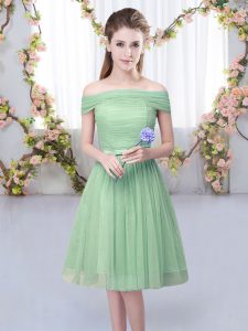 Green Short Sleeves Tulle Lace Up Vestidos de Damas for Wedding Party
