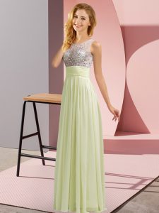 Glamorous Chiffon Sleeveless Floor Length Dama Dress and Beading