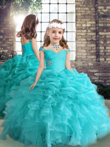 Sleeveless Beading and Ruffles Side Zipper High School Pageant Dress