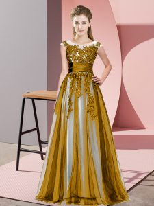 Scoop Sleeveless Tulle Damas Dress Beading and Lace Zipper