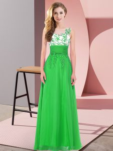 Clearance Empire Quinceanera Court of Honor Dress Green Scoop Chiffon Sleeveless Floor Length Backless